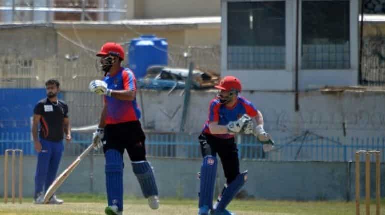 Afghanistan cricket team during training session