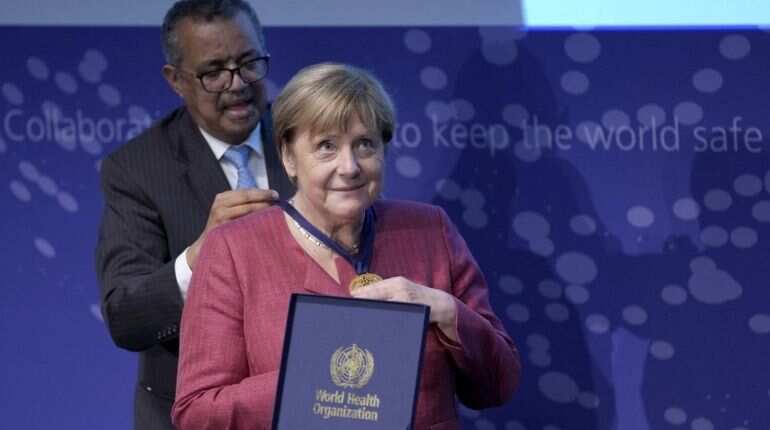 Germany's Angela Merkel receives World Health award