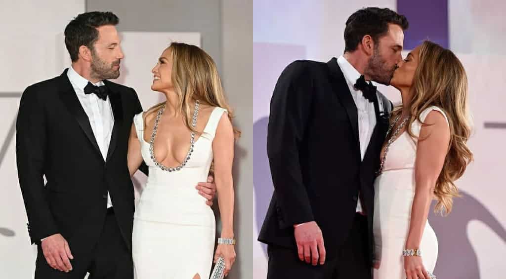Ben Affleck pushes a fan from taking a selfie with girlfriend Jennifer Lopez