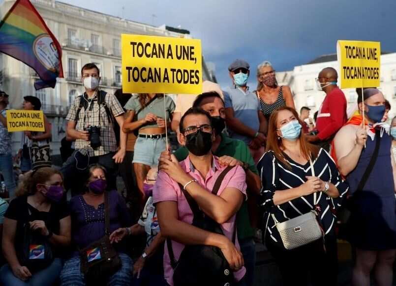 People in Madrid protest against rise in homophobic attacks People in Madrid protest against rise in homophobic attacks