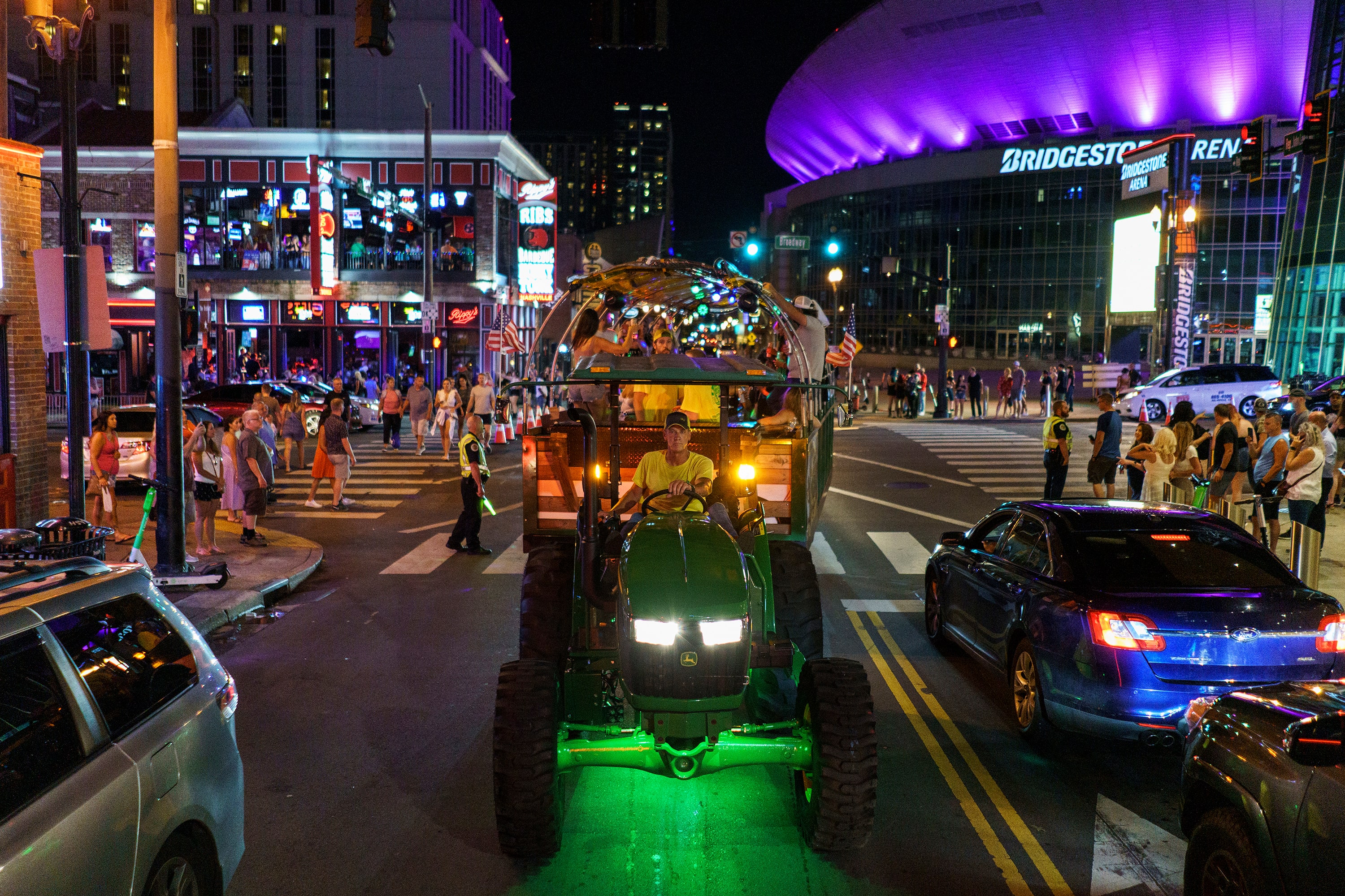 In the heart of Nashville, rolling parties rage at every stoplight