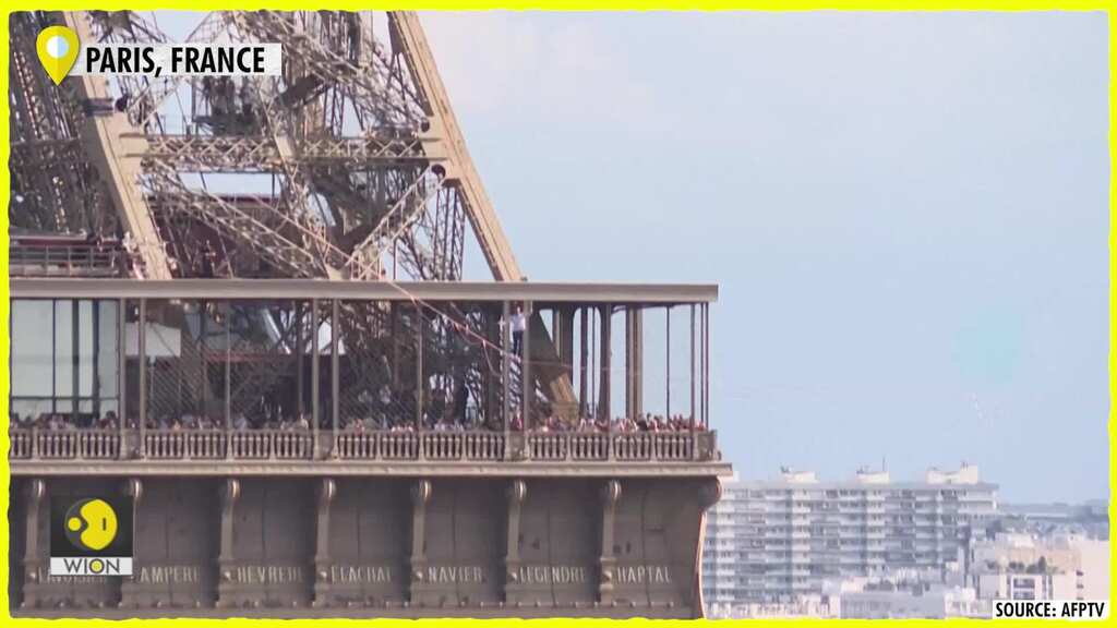 French tightrope walker Nathan Paulin completes 600-meter walk on slackline in Paris
