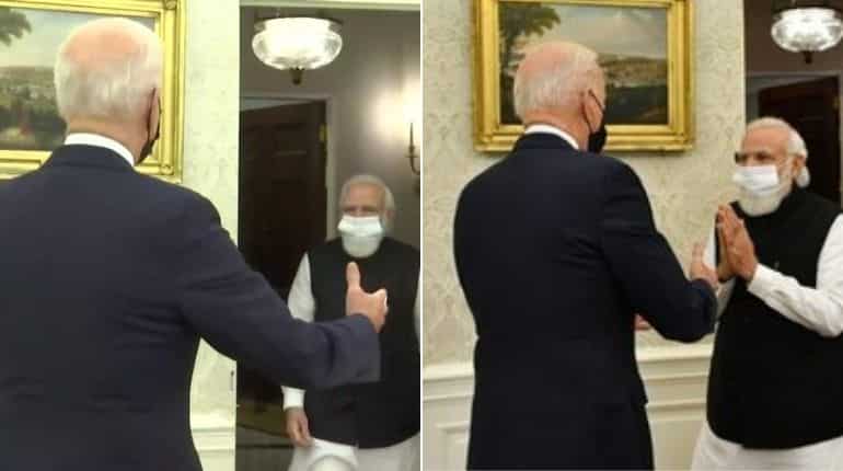Watch: Indian PM Narendra Modi receives warm welcome by Joe Biden, video wins hearts