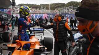 McLaren's Lando Norris takes first F1 pole as Lewis Hamilton hits the wall