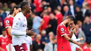 Bruno Fernandes misses last-gasp penalty as Aston Villa stun Manchester United in Premier League