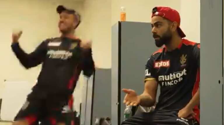 [VIDEO] AB de Villiers imitates Virat Kohli's passionate celebration in dressing room after RCB thrash Mumbai Indians