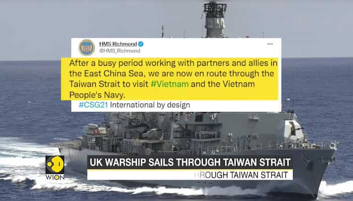 UK warship sails through Taiwan Strait, Beijing likely to be angered | WION News | English News