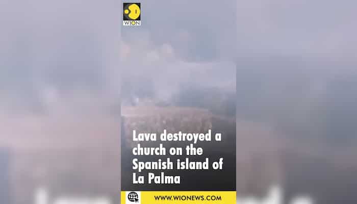 Lava destroyed the village church of La Palma