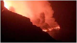 Canaries volcano lava reaches sea, raising toxic gas fears