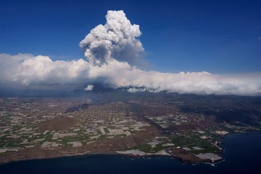 Smoke billows out of volcano