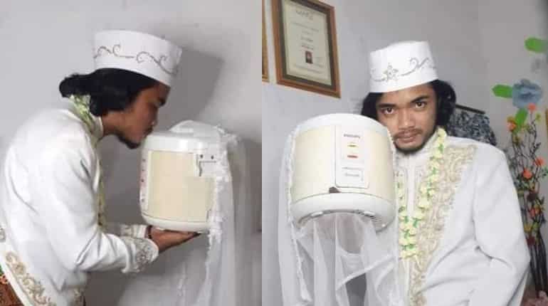Love knows no bounds: Indonesian man marries a rice cooker