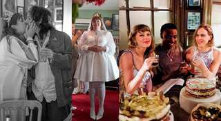 Pics: Lena Dunham gets married; bridesmaids Taylor Swift & Tommy Dorfman add a dash of old-age charm