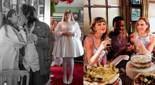 Pics: Lena Dunham gets married; bridesmaids Taylor Swift & Tommy Dorfman add a dash of old-age charm
