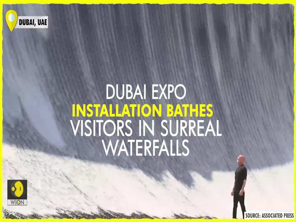 Dubai Expo 2020 installation bathes visitors in surreal waterfalls