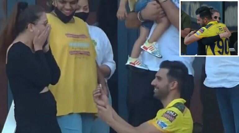 Watch: She said yes! Deepak Chahar's Bollywood-like proposal to girlfriend during IPL match is ADORABLE Watch: She said yes! Deepak Chahar's Bollywood-like proposal to girlfriend during IPL match is ADORABLE