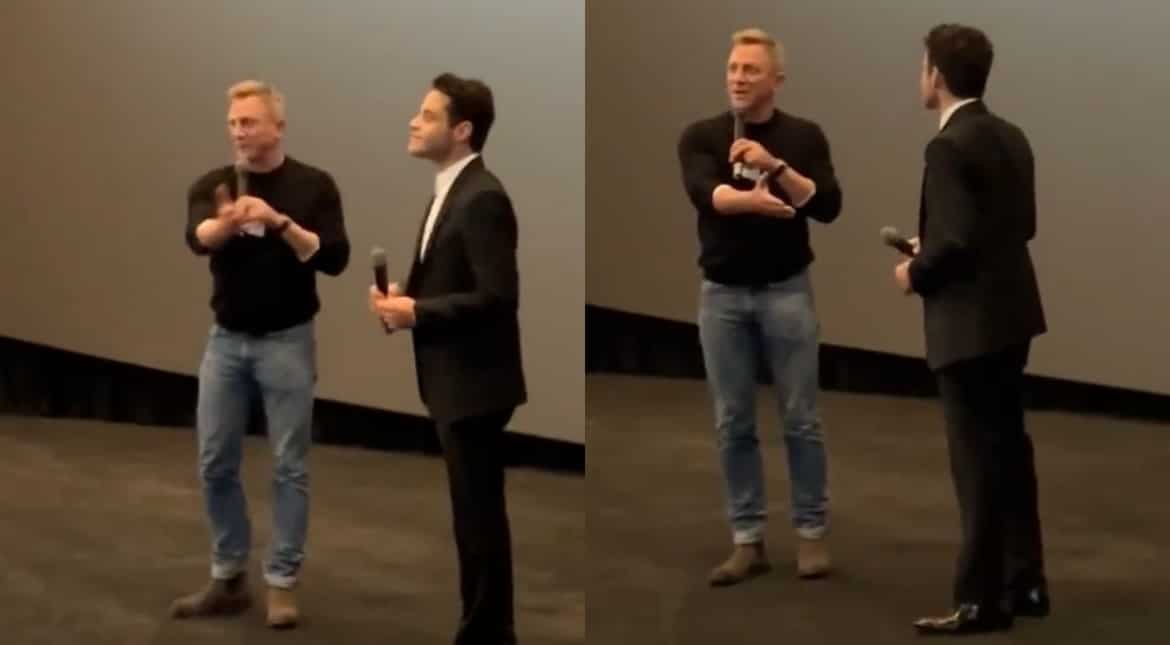 No Time To Die stars Daniel Craig, Rami Malek surprise fans at a movie theatre; watch
