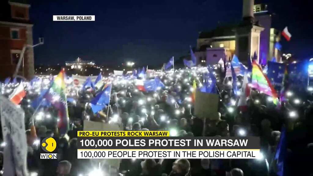Pro-EU protests held across 100 Polish cities
