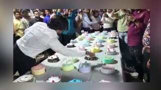 Watch: Indian man cuts 550 cakes in Mumbai for his birthday