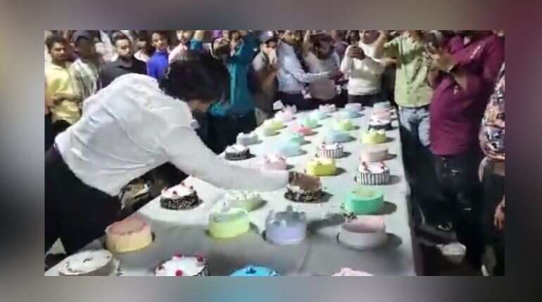 Watch: Indian man cuts 550 cakes in Mumbai for his birthday