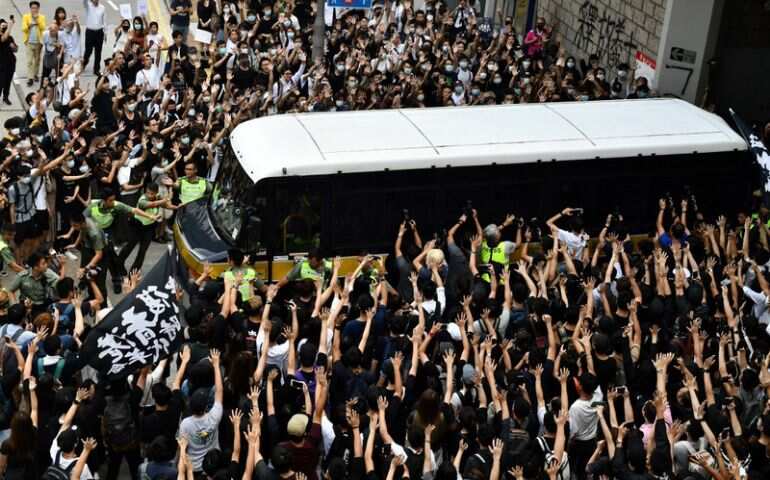 Seven Hong Kong activists jailed over unauthorised protest in 2020