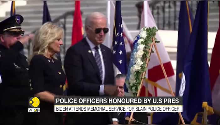 US: President Joe Biden speaks to hundreds of uniformed officers