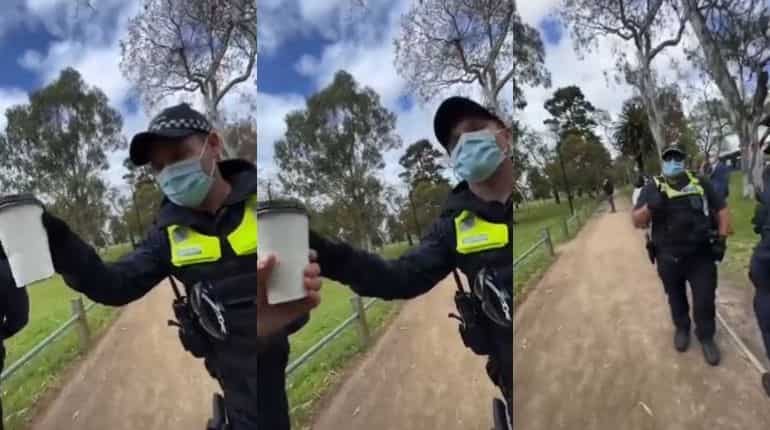 Watch: Australian cops check man’s beverage to verify excuse for not wearing mask, enrage netizens
