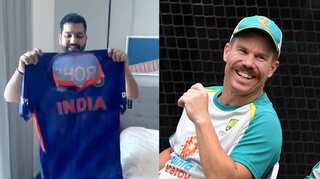 David Warner comes up with hilarious response as Rohit Sharma flaunts India's T20 World Cup jersey