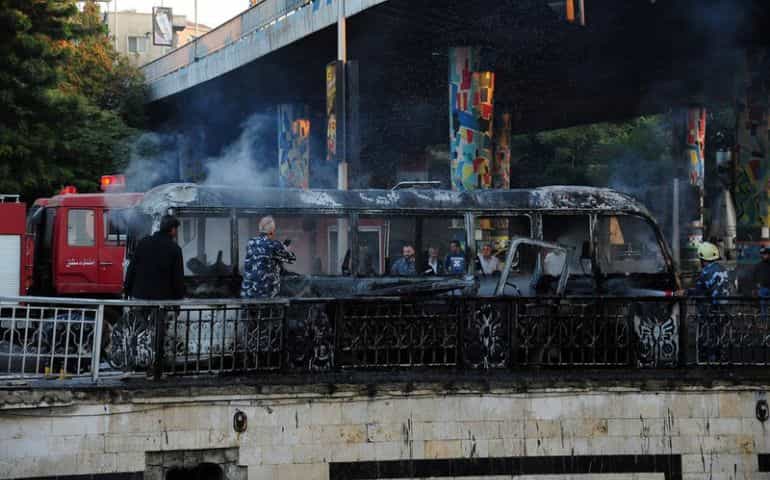 14 killed in army bus bombing in Damascus 14 killed in army bus bombing in Damascus