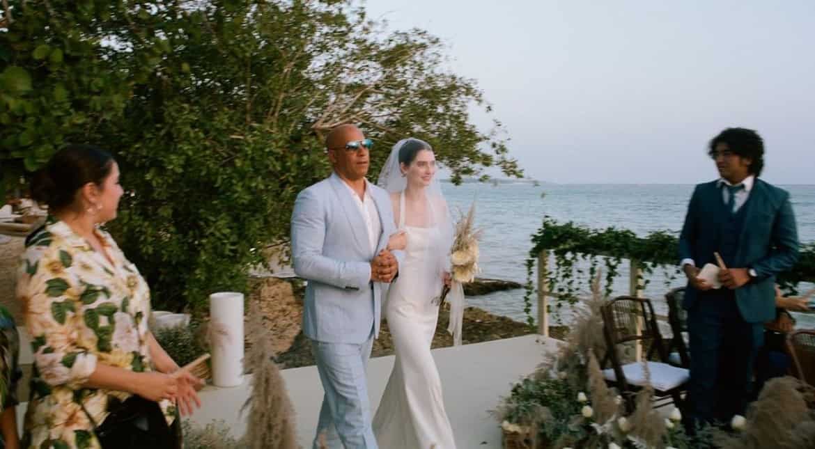 Vin Diesel walks Meadow Walker, Paul Walker's daughter, down the aisle at her wedding