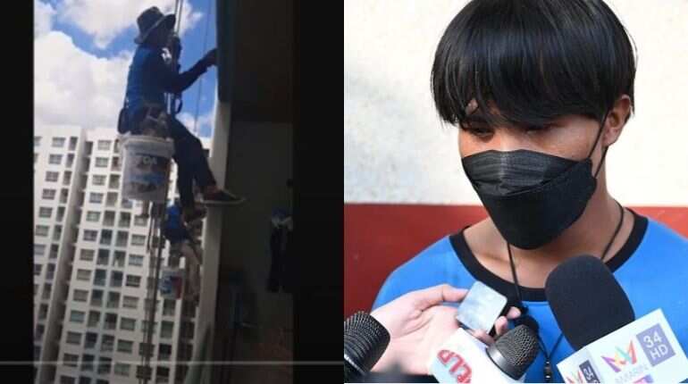 Watch | Angry Thai woman cuts support rope for painters working on 26th floor of building