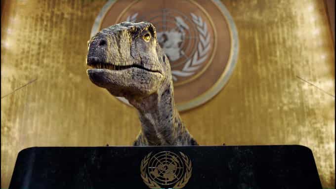 'Humanity's big chance': Talking dinosaur Frankie urges world leaders to not choose extinction 'Humanity's big chance': Talking dinosaur Frankie urges world leaders to not choose extinction