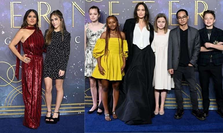 Marvel-ous! Angelina Jolie, Salma Hayak bring kids to London premiere of 'Eternals'