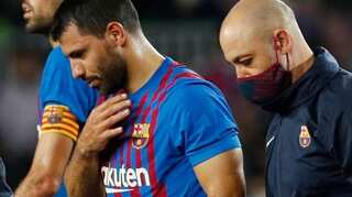 Barcelona striker Sergio Aguero taken to a hospital after suffering chest pain