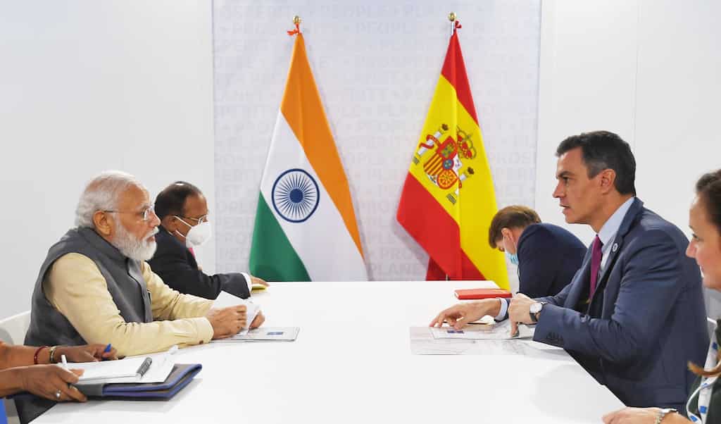 PM Modi meets Spanish PM Pedro Sánchez on sidelines of G20 summit in Rome