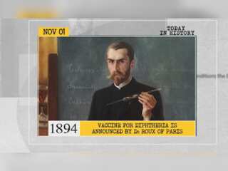 Nov 1 in history: Vaccine for diphtheria is announced by Dr Roux of Paris and more