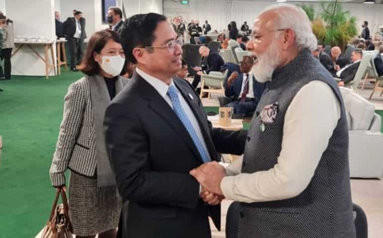 Indian PM Modi, Vietnam's Pham Minh Chinh meet on sidelines of COP26, reaffirm strategic ties Indian PM Modi, Vietnam's Pham Minh Chinh meet on sidelines of COP26, reaffirm strategic ties