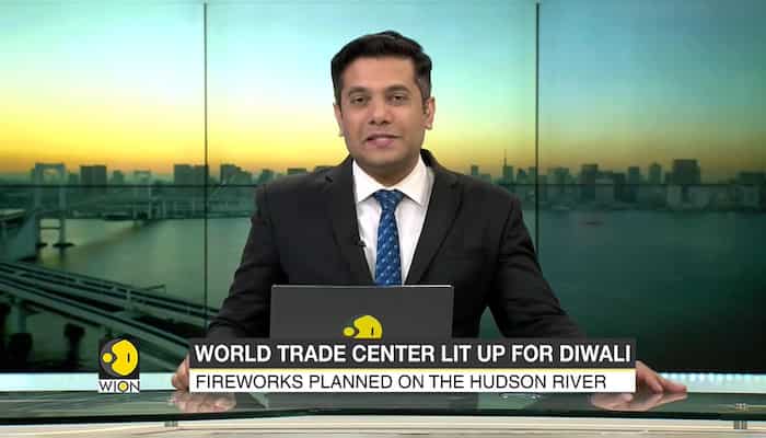 New York: Spectacular digital mural on World Trade center podium for Diwali