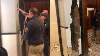 Naked man found inside New York state theatre’s wall in US