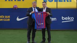 Barcelona unveil Xavi Hernandez as new manager in front of thousands at Camp Nou