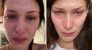 'Social media is not real,' writes supermodel Bella Hadid alongside crying selfies