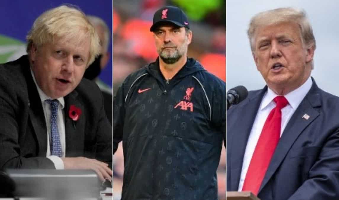 Liverpool boss Jurgen Klopp says elections of Donald Trump and Boris Johnson 'bad sign for whole world' Liverpool boss Jurgen Klopp says elections of Donald Trump and Boris Johnson 'bad sign for whole world'