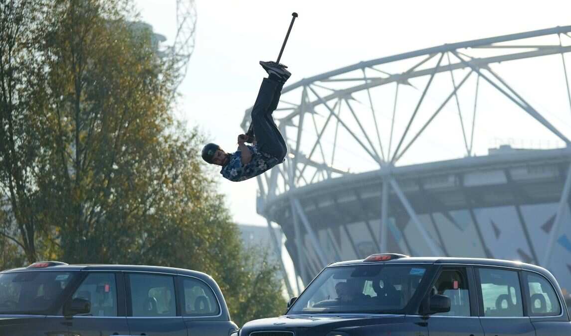 Most consecutive cars jumped over on a pogo stick