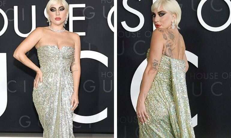 chinese dress ladies Silver Lady Gaga Two Piece Satin Dress Sexy Sleek Prom Celebrity Eveni –  Hoprom main image 0