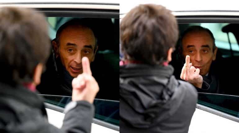 French presidential contender Eric Zemmour caught flipping off hater 