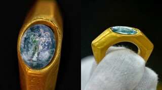 Gold ring bearing 'Good Shepherd' inscription found in Roman-era wreckage off Israel