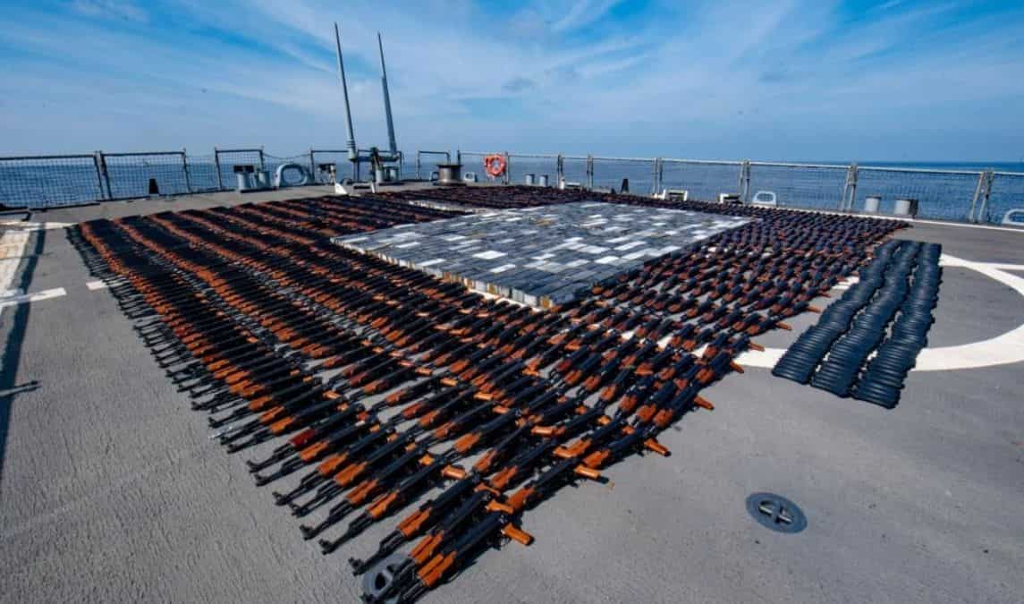US Navy seizes approximately 1,400 AK-47 assault rifles and ammunition from a stateless vessel