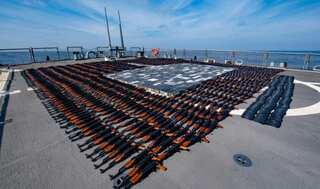 US Navy seizes approximately 1,400 AK-47 assault rifles and ammunition from a stateless vessel