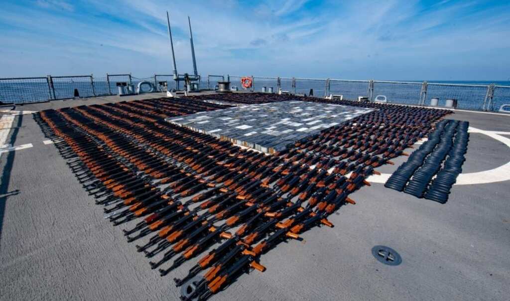 US Navy seizes approximately 1,400 AK-47 assault rifles and ammunition from a stateless vessel