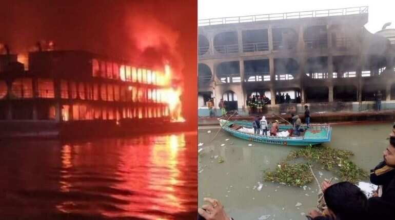 37 dead as three-storey packed ferry catches fire mid river in Bangladesh
