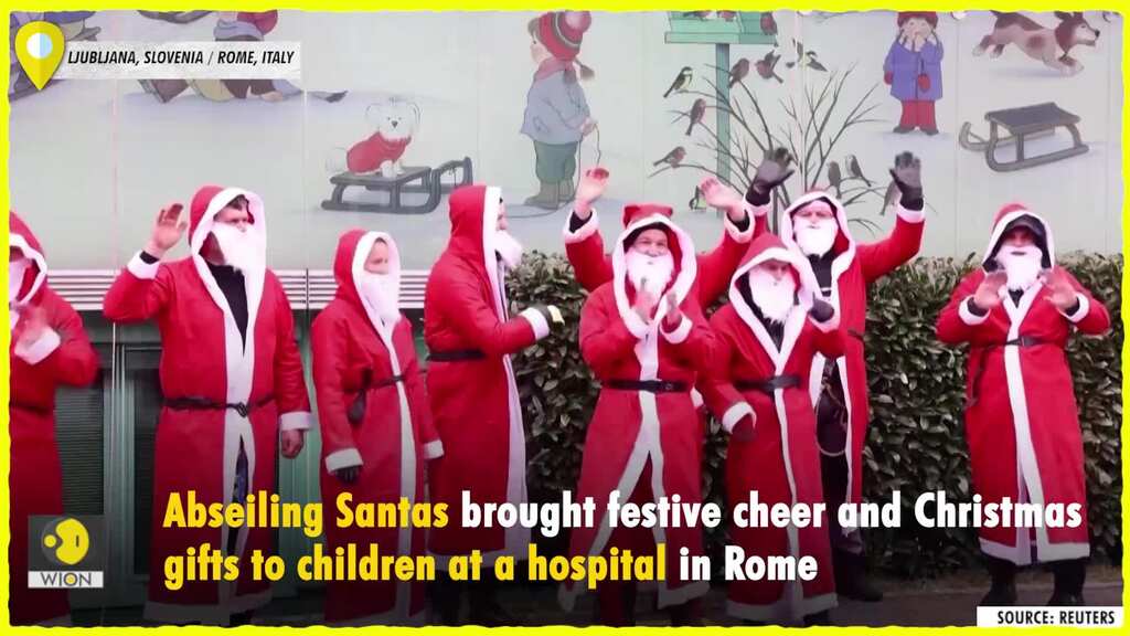 Santas bring festive cheer to children in Rome hospital